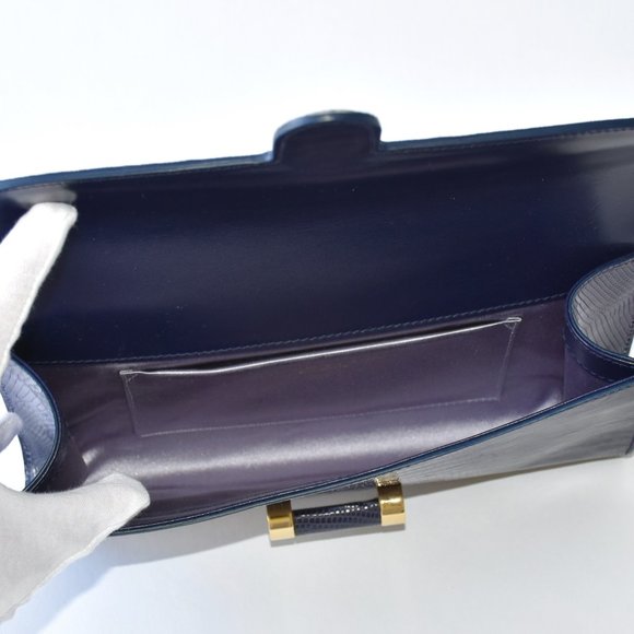 YVES SAINT LAURENT EXOTIC LIZARD CLUTCH HANDBAG - Picture 11 of 16